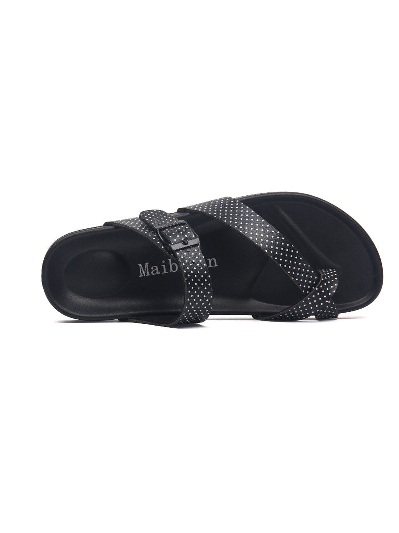 Maibulun | Black Polka Dot Footbed Sandal