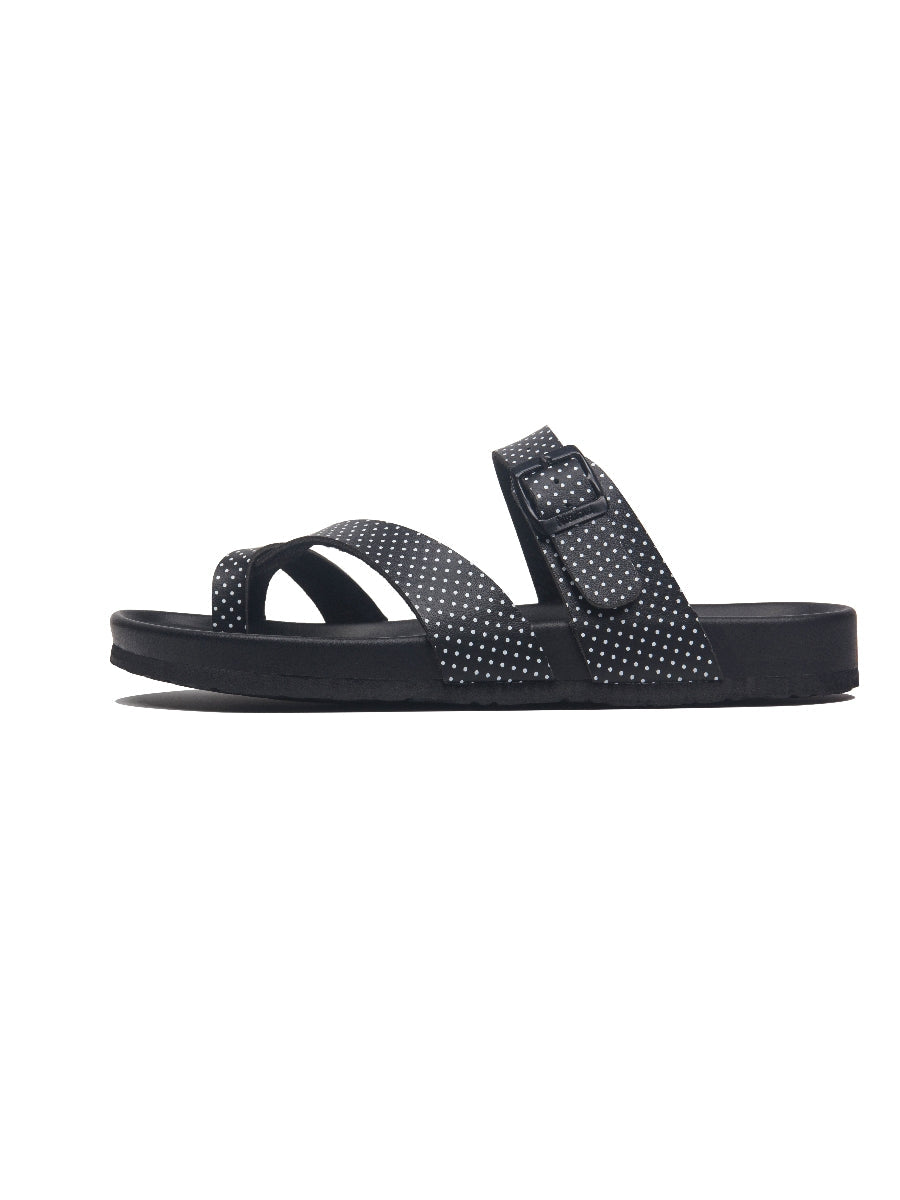 Maibulun | Black Polka Dot Footbed Sandal