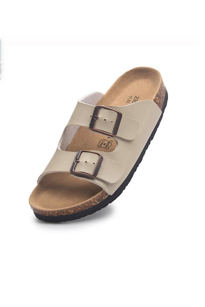 Printed Buckle Flat Sandals