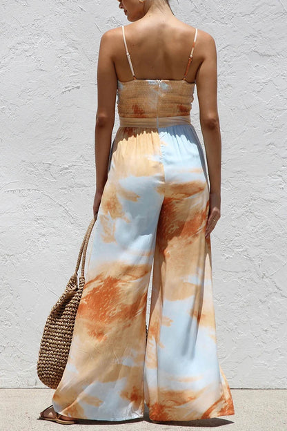 Printed Tie-up Cutout Cami Jumpsuits
