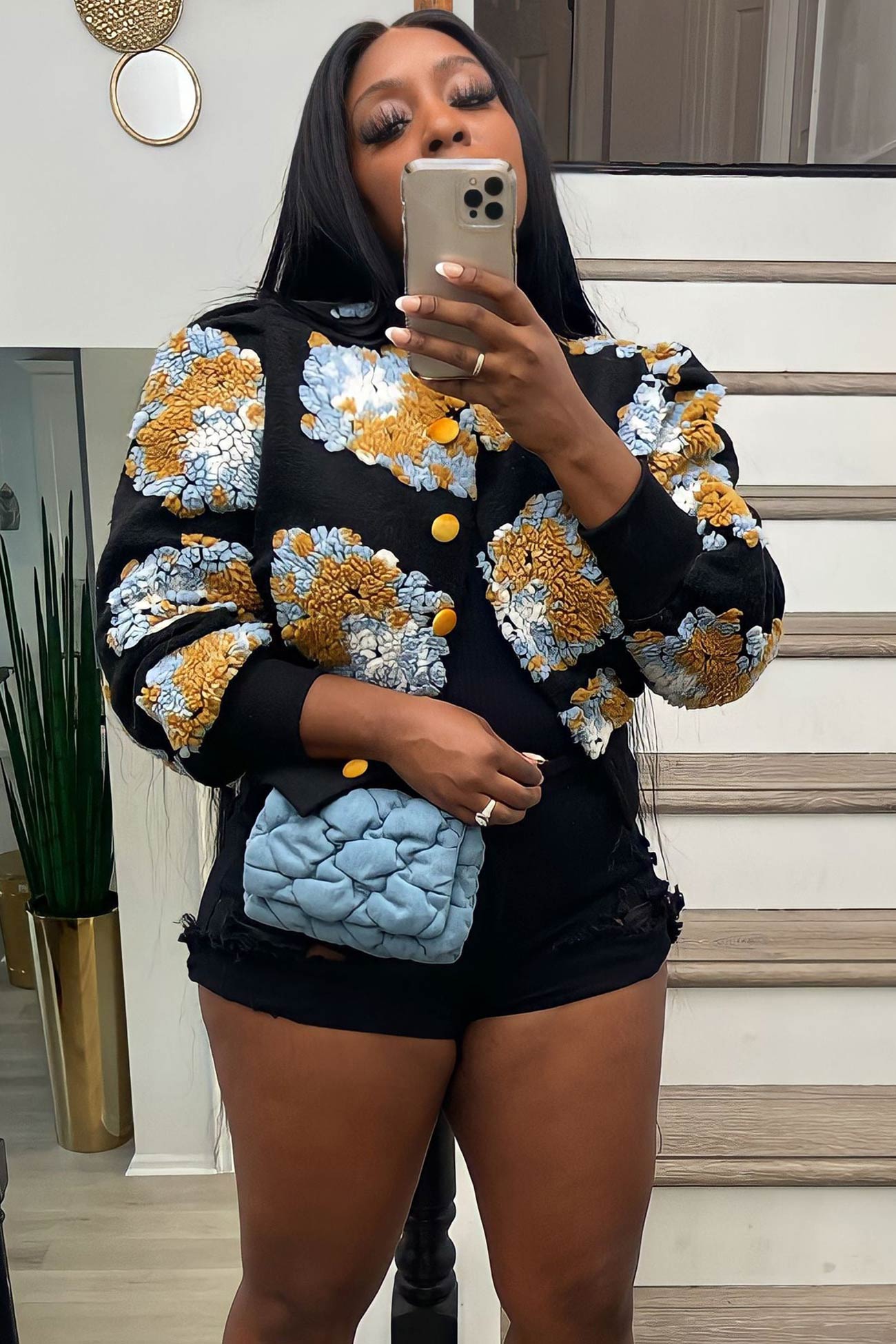Puff Sleeve Jacquard Cardigan