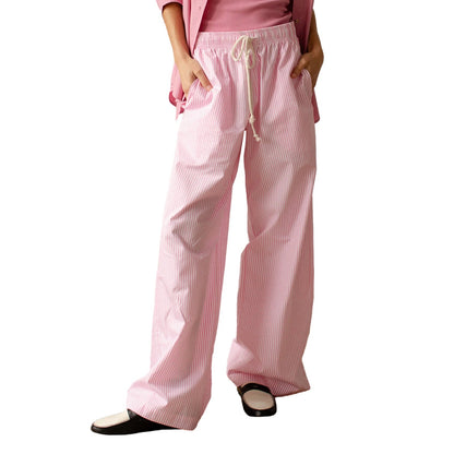 Striped Summer Loose Long Drawstring Pant
