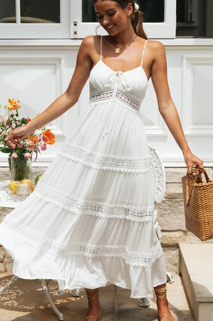 Sling Lace Panel Maxi Dress