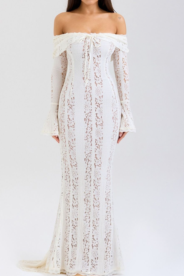 Belle Lace Off Shoulder Maxi Dress