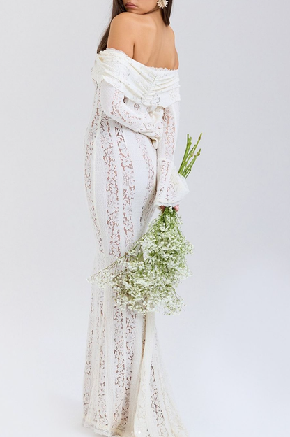 Belle Lace Off Shoulder Maxi Dress