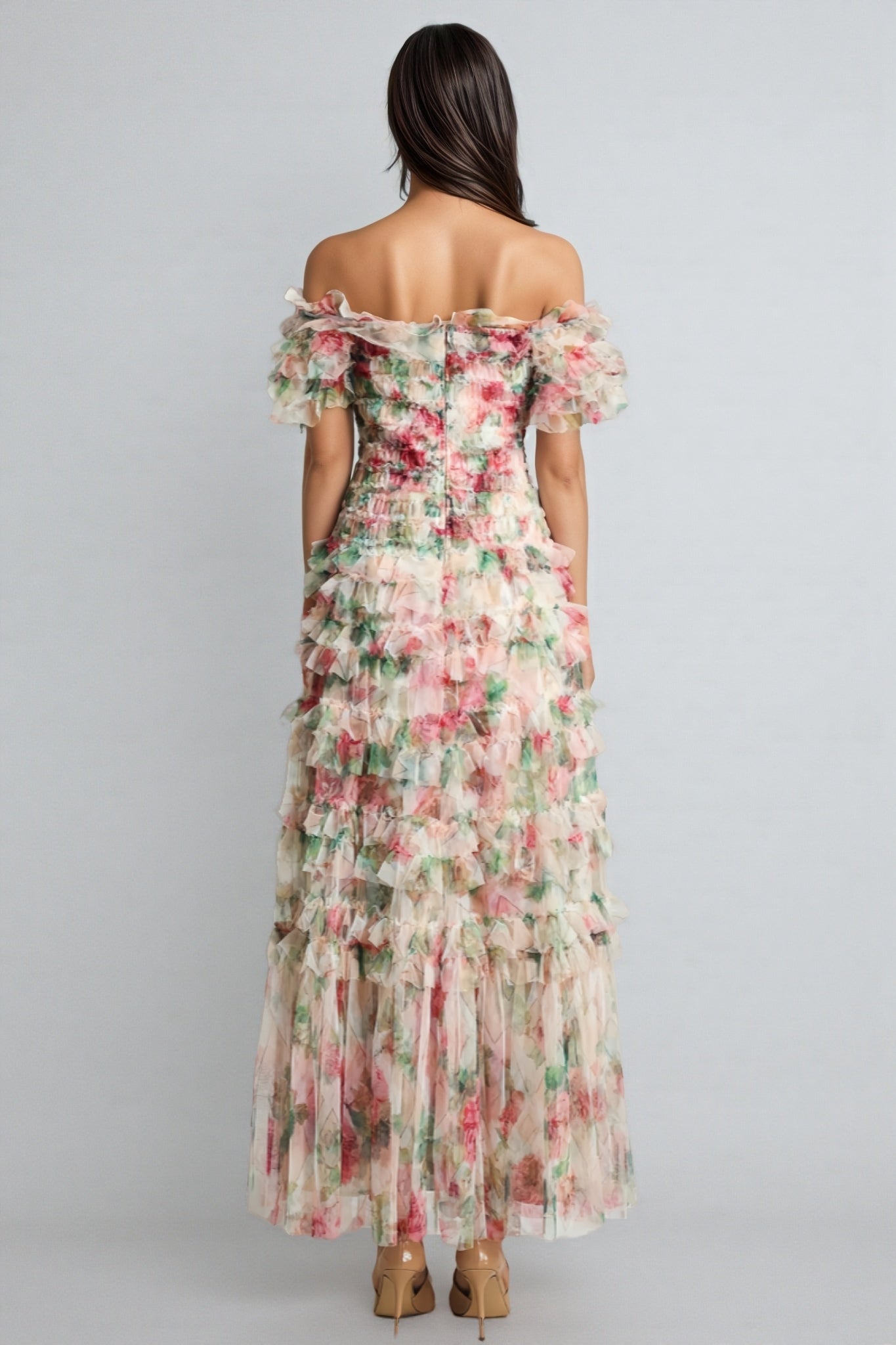Sina Strapless Mesh Maxi Dress