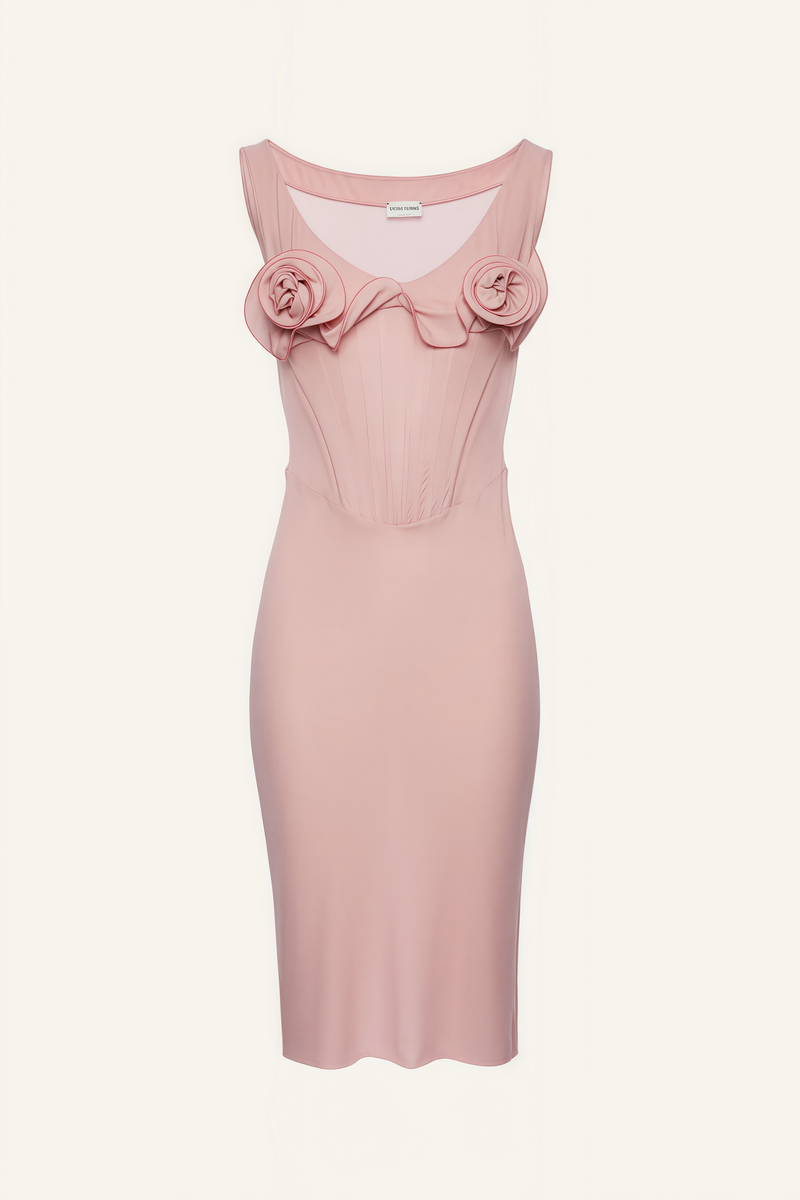 Anhad Pink Flower Bustier Midi Dress