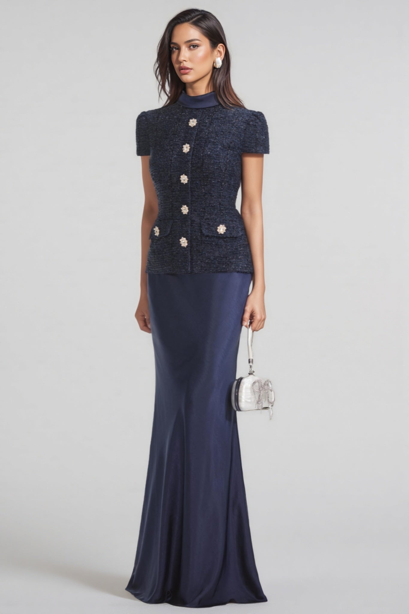 Thay Metallic Boucle Maxi Dress Set