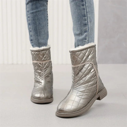 Flat Warm Plush Velvet Cotton Winter Short Snow Boot