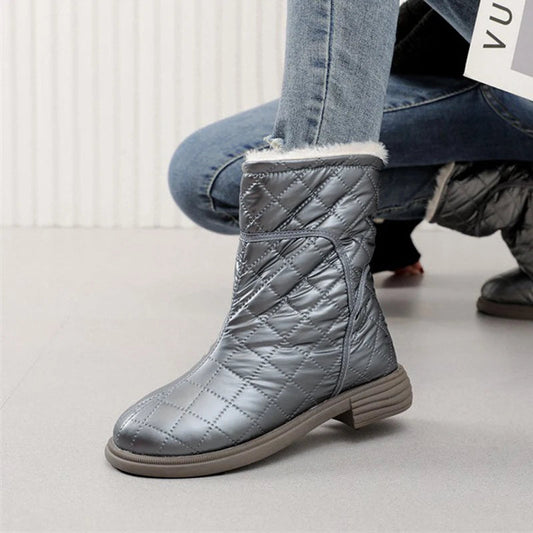 Flat Warm Plush Velvet Cotton Winter Short Snow Boot