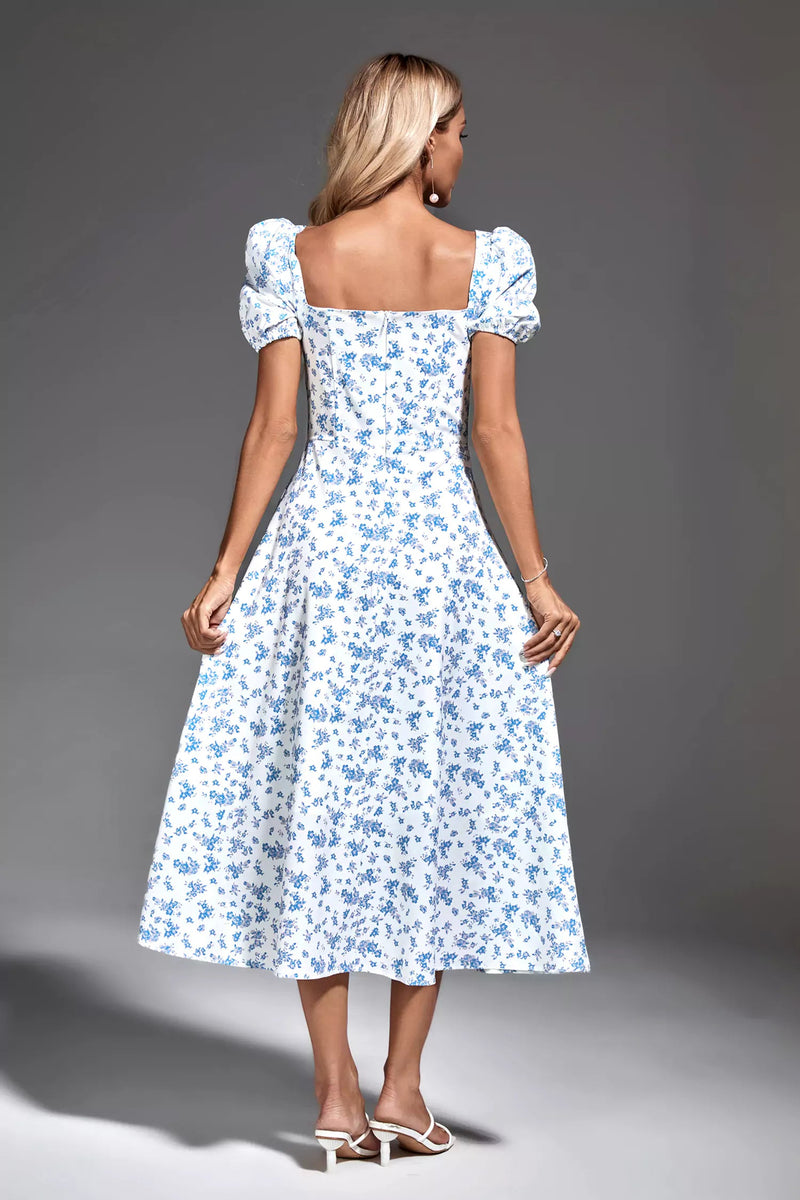 Raelyn Blue French Midi Dress