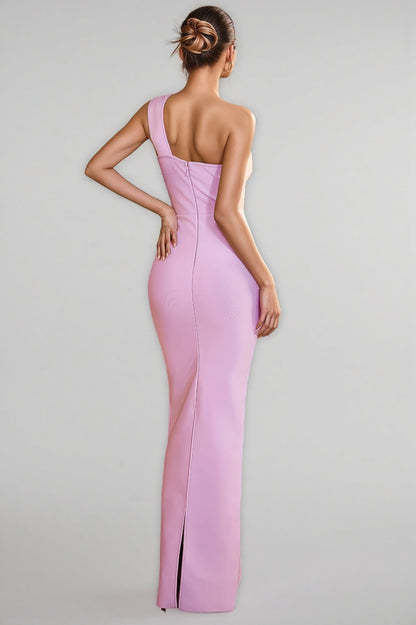 Zayrk Purple Flower Bandage Maxi Dress