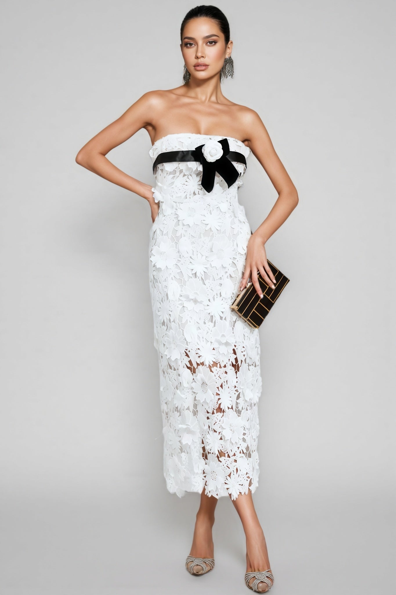 Suzanne White Lace Midi Dress