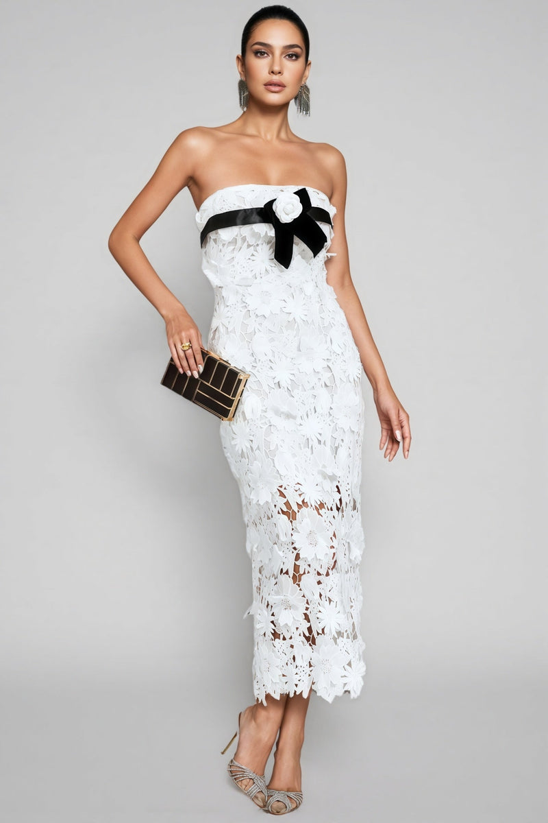 Suzanne White Lace Midi Dress