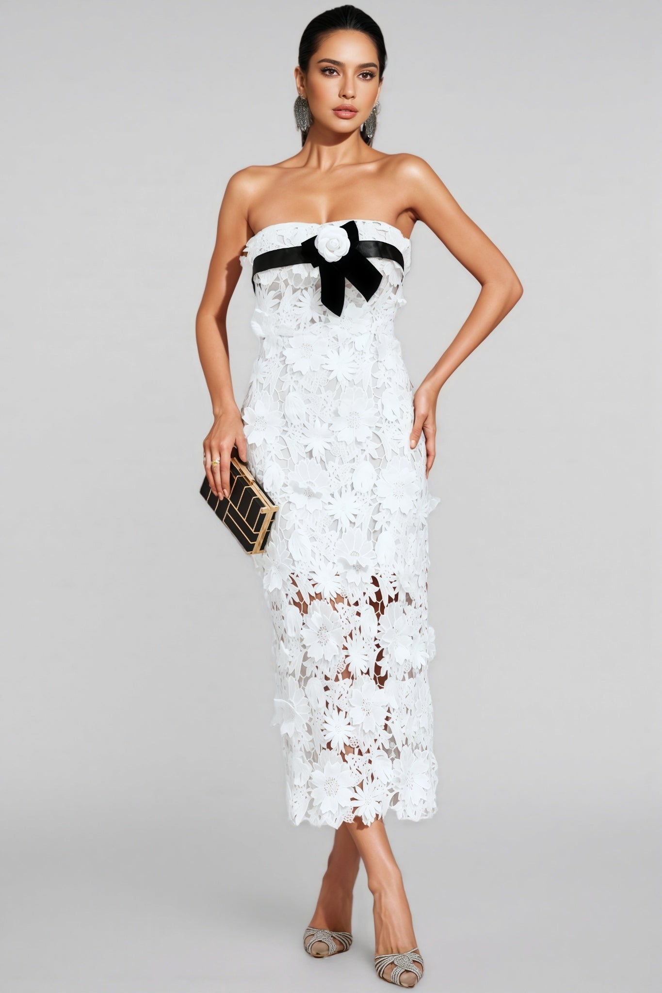 Suzanne White Lace Midi Dress