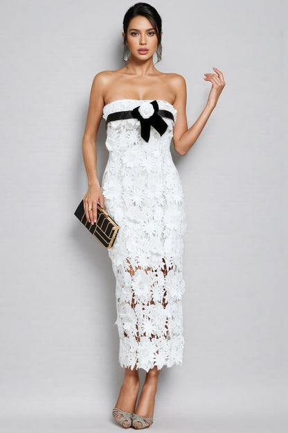 Suzanne White Lace Midi Dress
