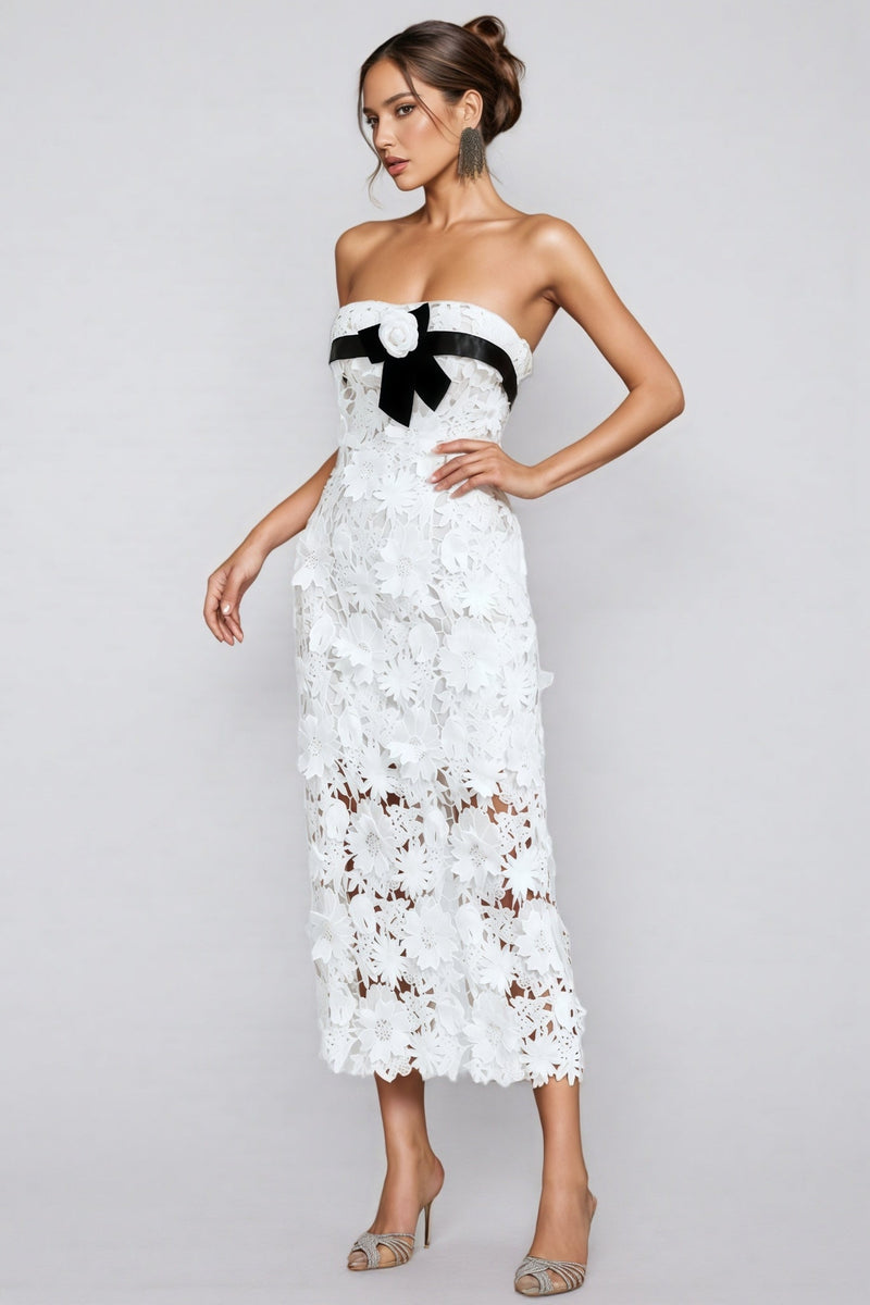 Suzanne White Lace Midi Dress