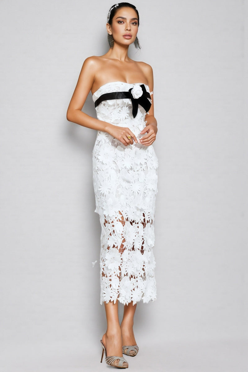 Suzanne White Lace Midi Dress