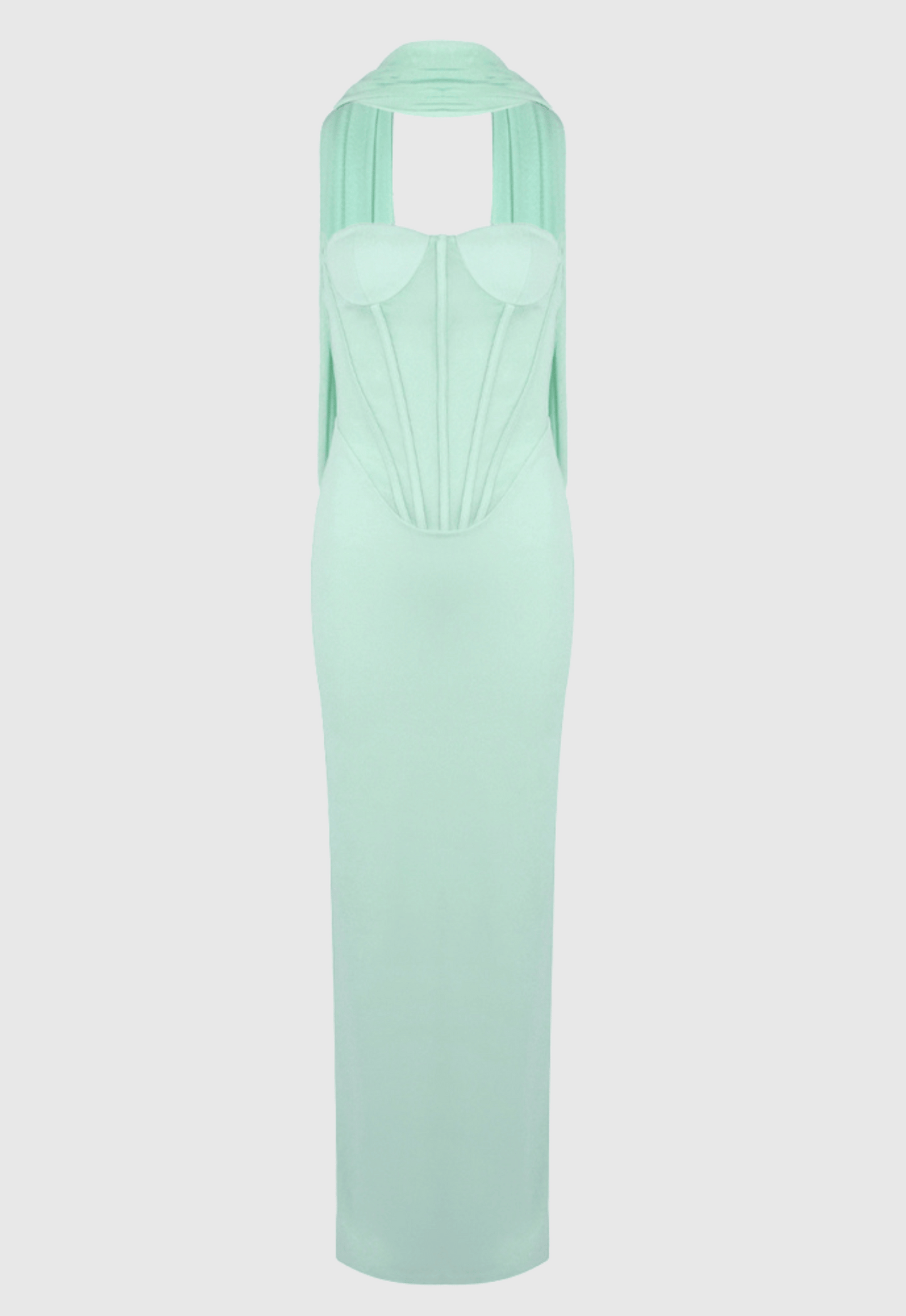 Ramire Strapless Mesh Scarf Corset Maxi Dress