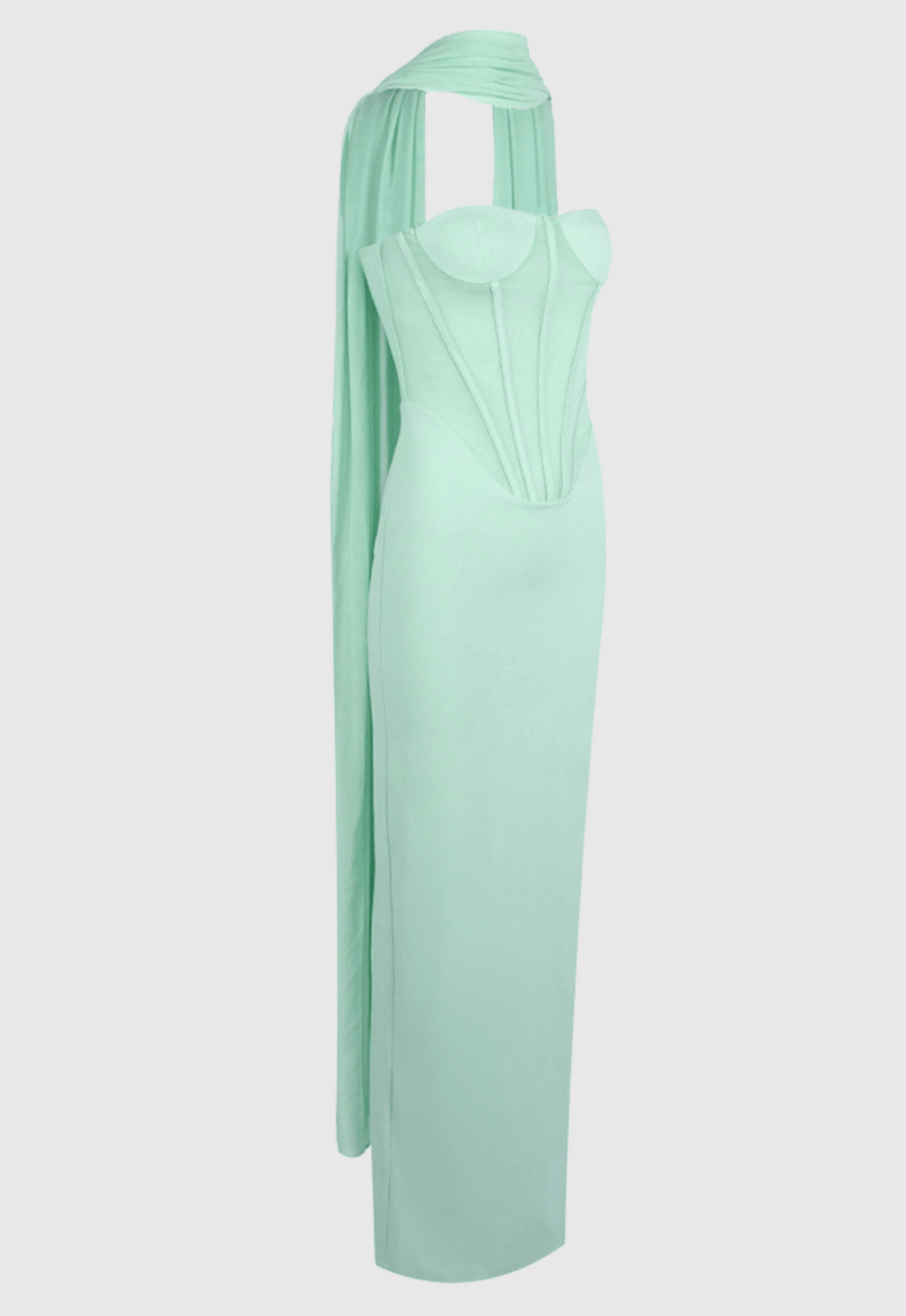 Ramire Strapless Mesh Scarf Corset Maxi Dress