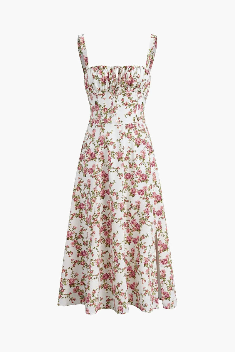 Reagan Pink Slit Midi Dress