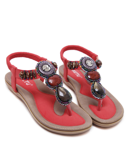 Siketu | Red Marble Beaded Sandal
