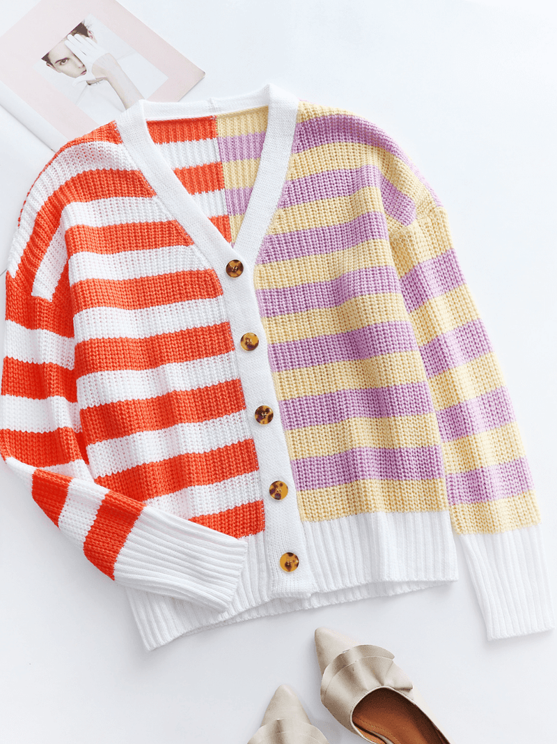 | Rachael Contract Stripe Knit Cardigan