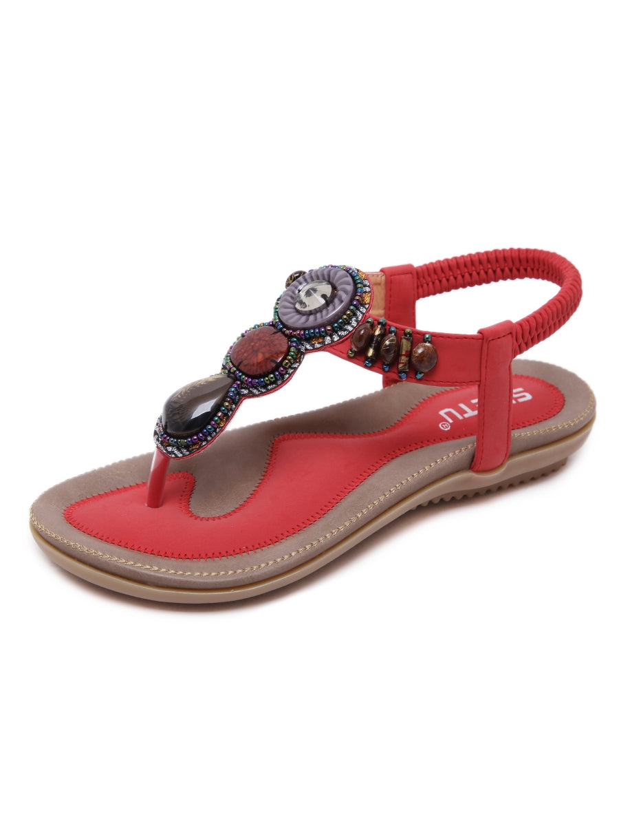 Siketu | Red Marble Beaded Sandal