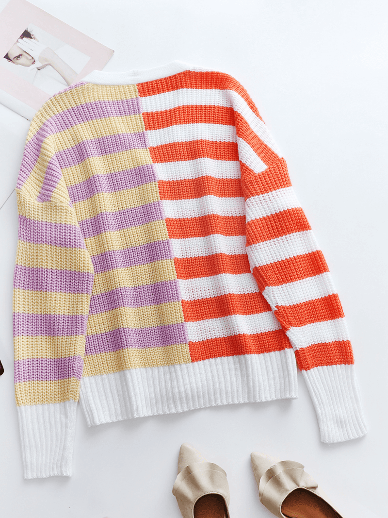 | Rachael Contract Stripe Knit Cardigan