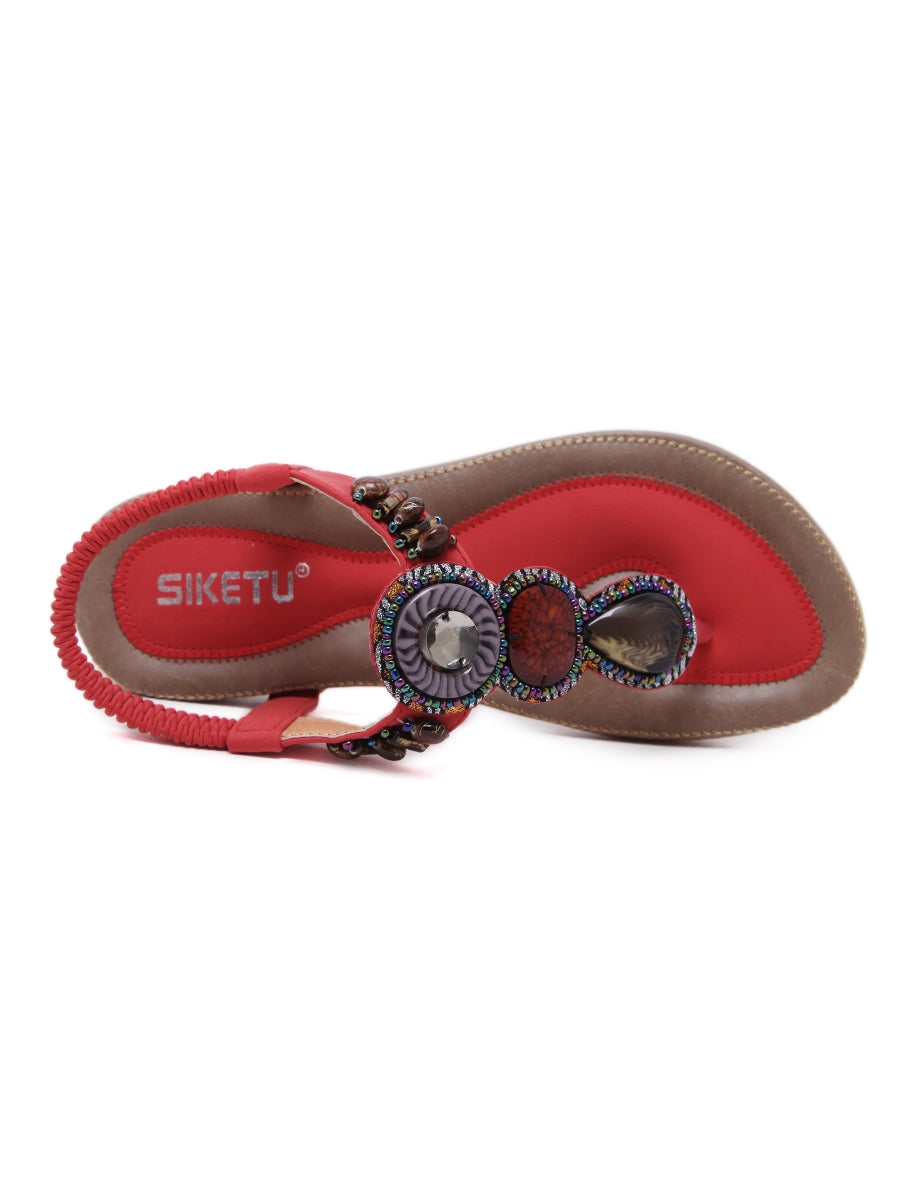 Siketu | Red Marble Beaded Sandal