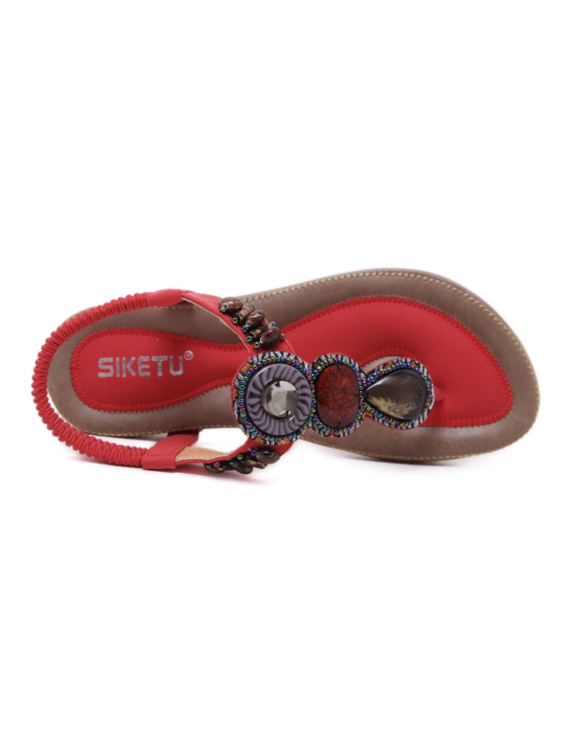 Siketu | Red Marble Beaded Sandal
