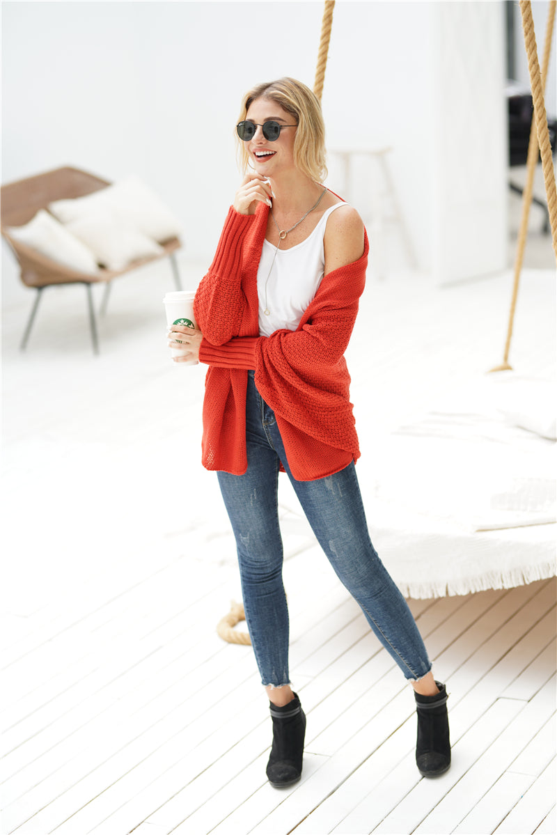 | Red Batwing Easy on Cardigan