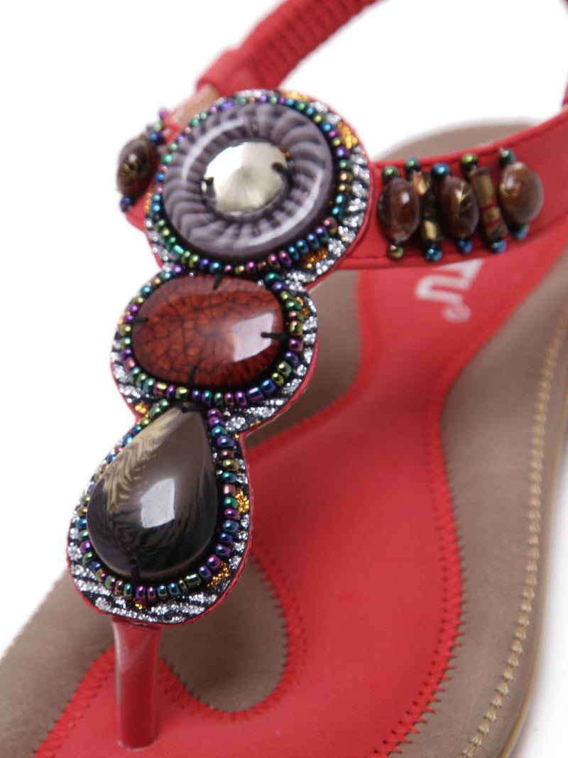 Siketu | Red Marble Beaded Sandal