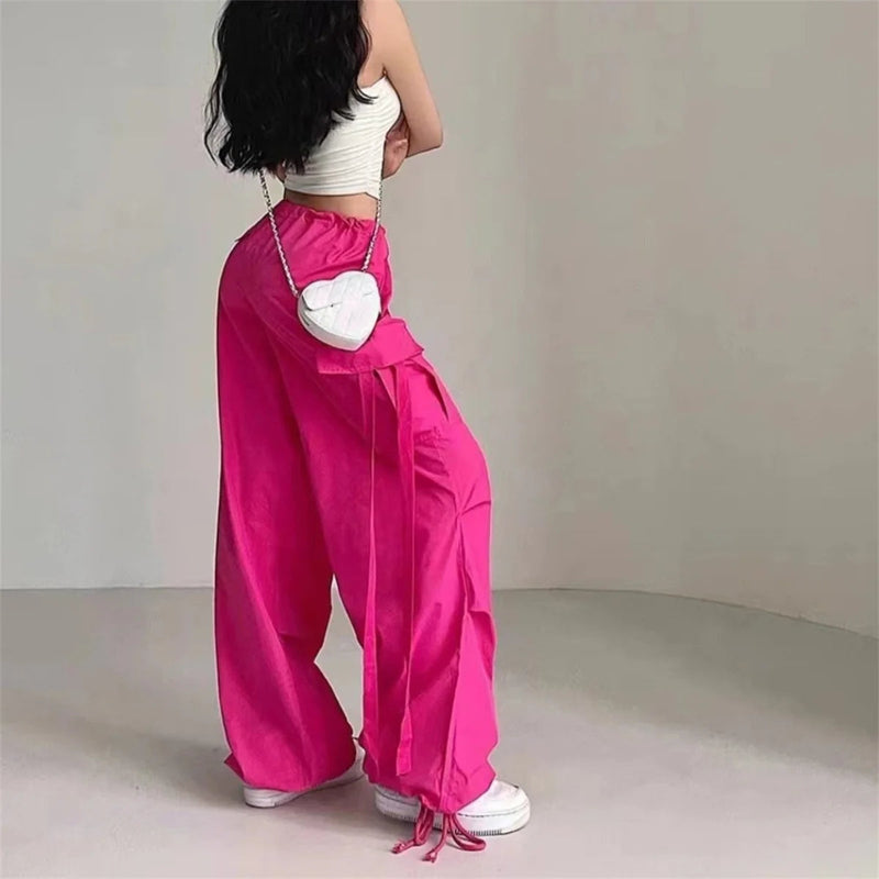 Red Cargo High Waist Hip Hop Pant
