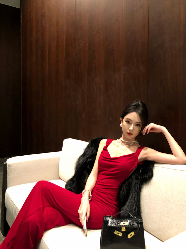 Red Bow Backless Maxi Dress _ Christmas & Birthday Party Showstopper