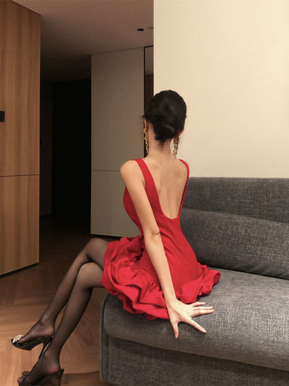 Red Petal Mini Dress _ Petite-friendly Birthday Party Outfit
