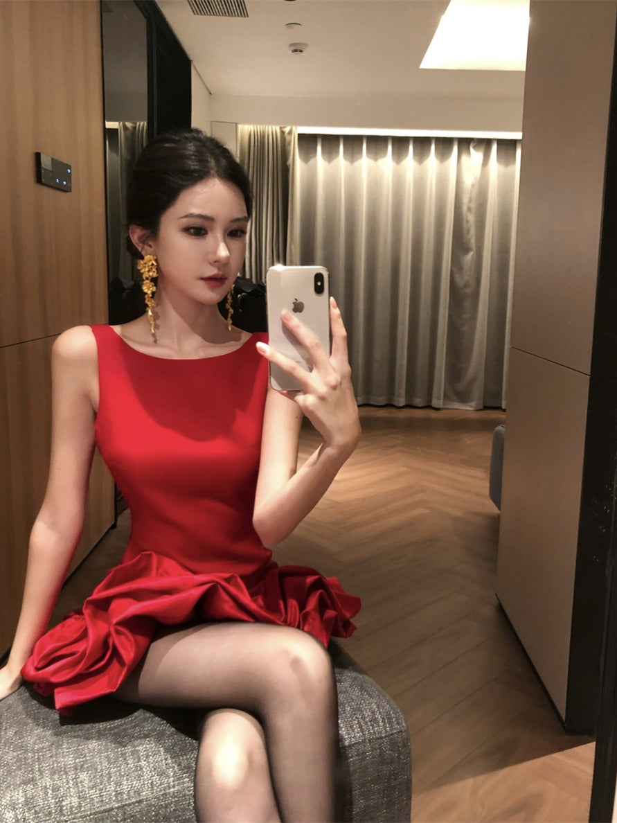 Red Petal Mini Dress _ Petite-friendly Birthday Party Outfit