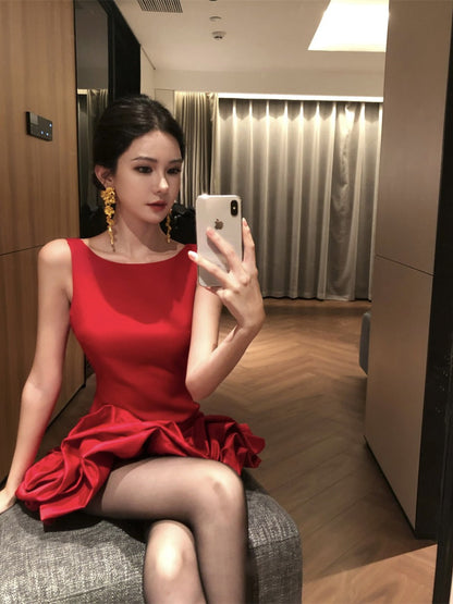 Red Petal Mini Dress _ Petite-friendly Birthday Party Outfit