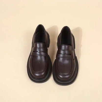 Fur Round Toe British Style Preppy Dress Platform Flats Oxfords Loafers
