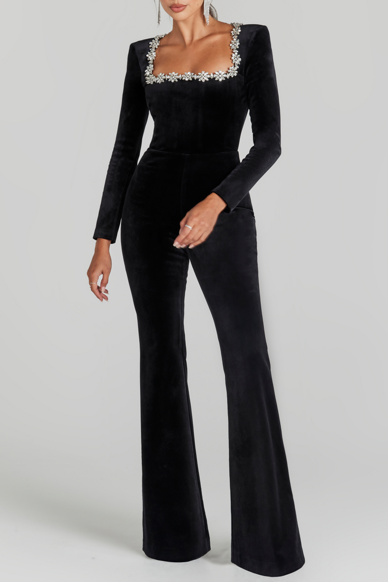 Ritia Diamante Square Collar Bandage Jumpsuit
