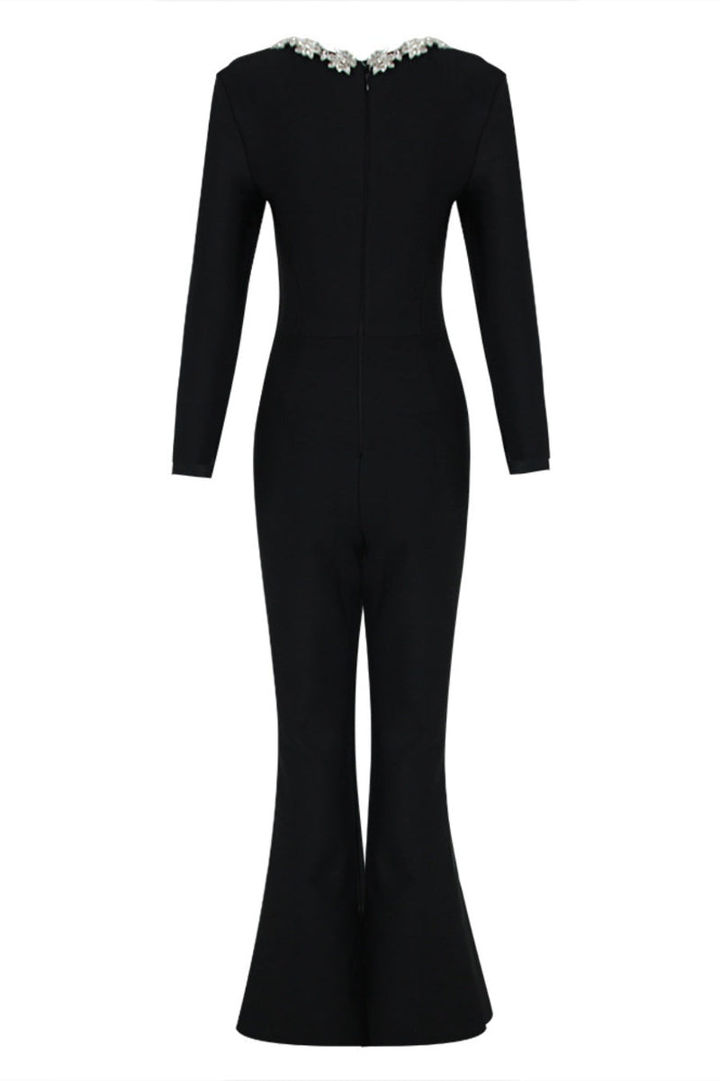 Ritia Diamante Square Collar Bandage Jumpsuit