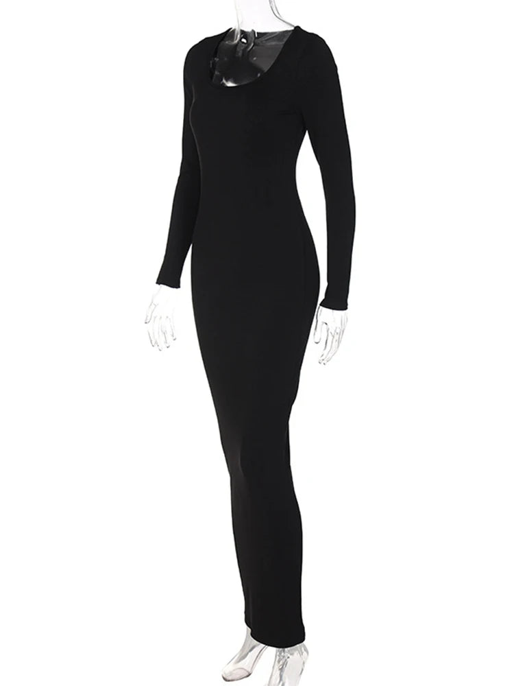 Ribbed Square Neck Fall Evening Mit Midi Dresses