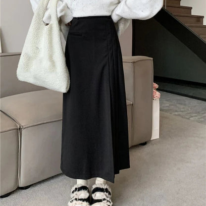 Dressbetty - Pleated College Style High Waist A-line Skirt