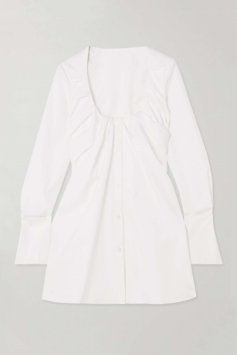 Rolia Crew Neck Ruched Mini Shirtdress