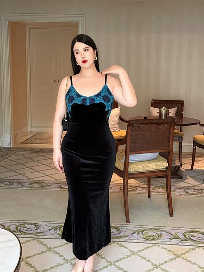 Romantic Velvet Knit Mermaid Strap Dress No Cardigan