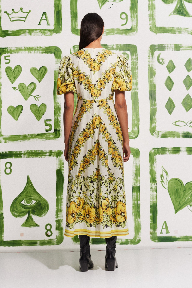 Rosalinde Round Neck Maxi Dress in Yellow