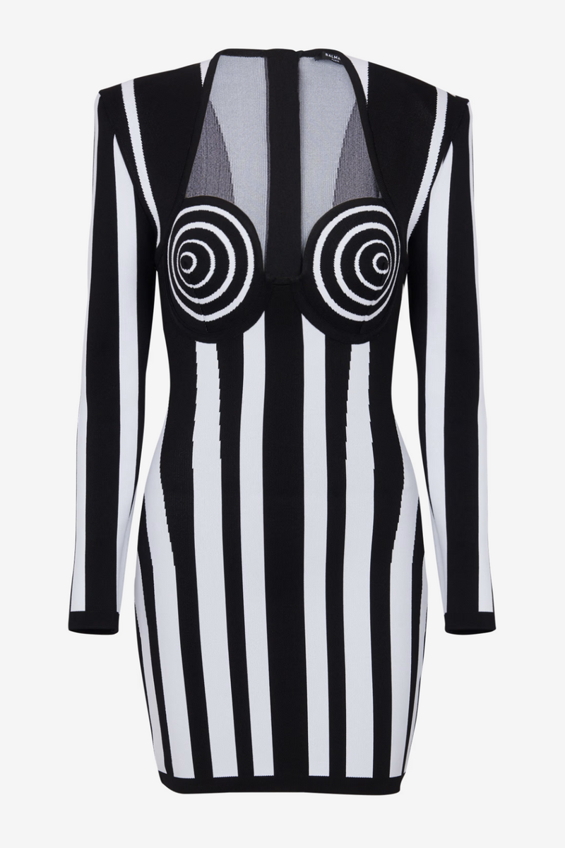 Ruelle Striped Long Sleeve Mini Bandage Dress