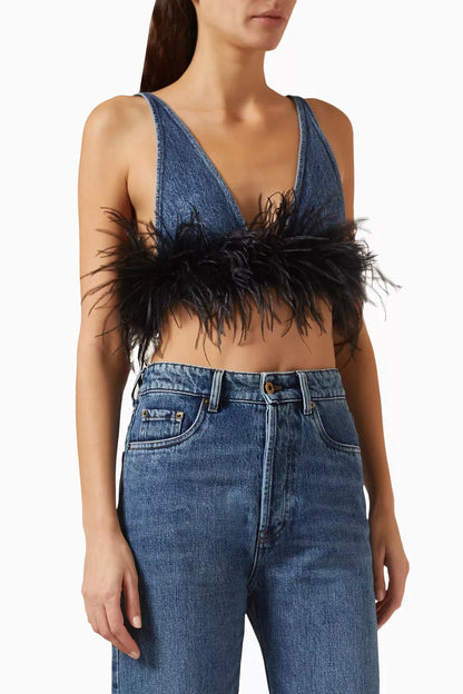 Ruth Feather Denim Skirt