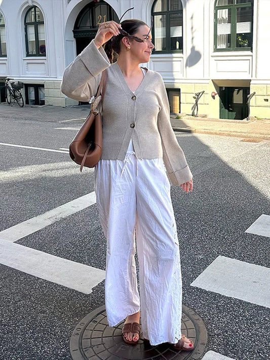 's Cardigan Loose V-neck Knitted Single Breasted Full Sleeve Sweater Female Autumn Winter New Lady Knitwears