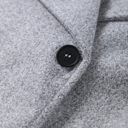 Single Breasted Woolen Coat Loose Lapel Long Sleeve Female Short Jacket Autumn Winter New Grey Lady Outwear